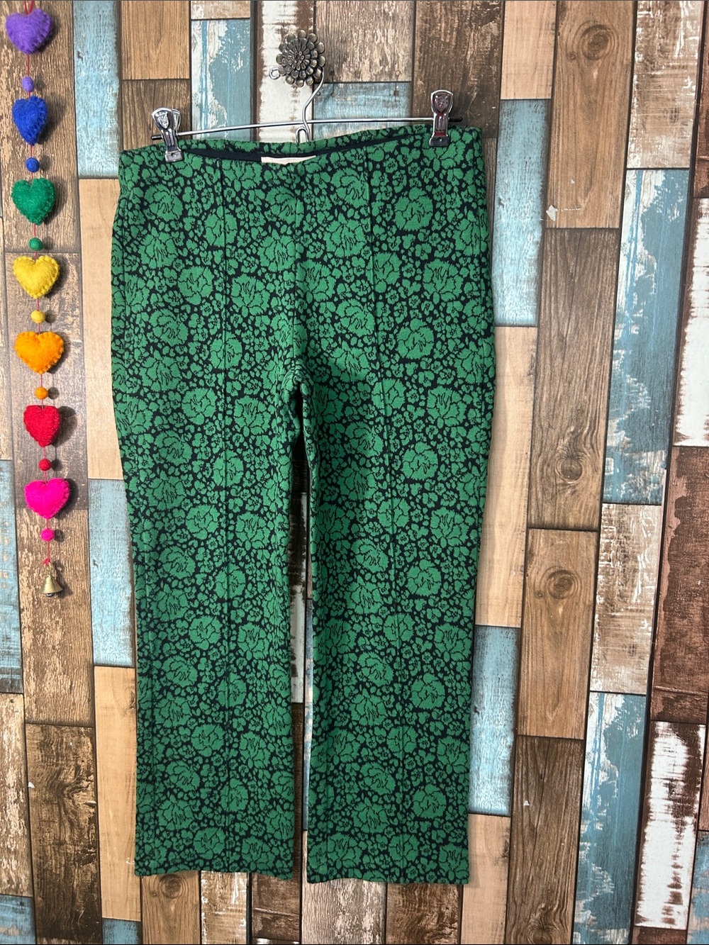 Philosophy Green and Black Floral Cropped Pants